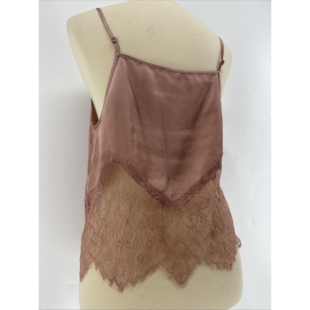 WAYF Satin Sleeveless Blouse Lace Trim - Picture 9 of 11
